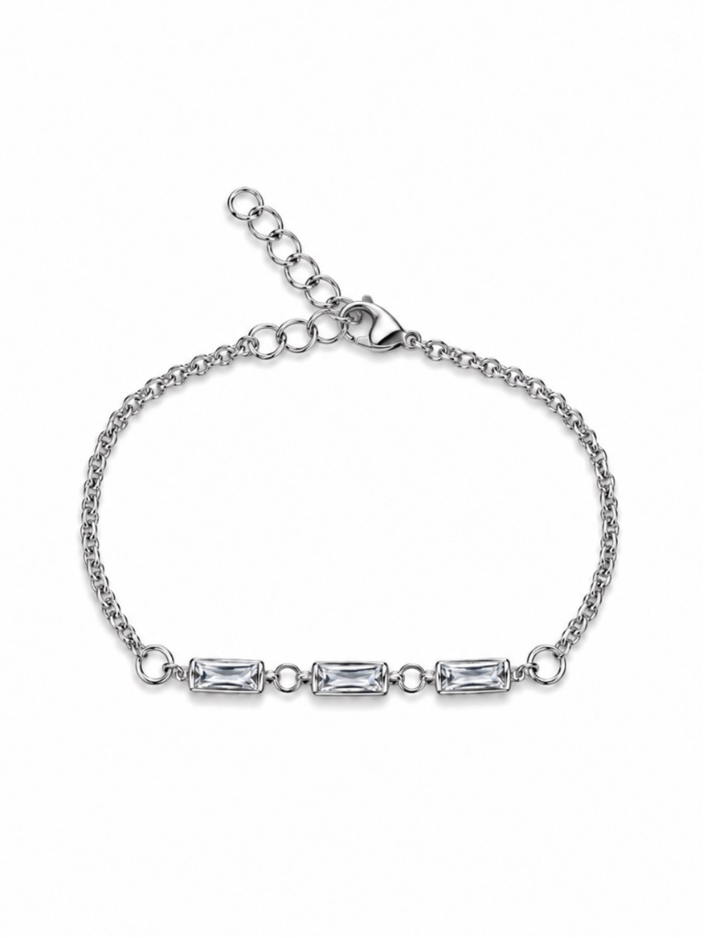 Silver-Tone Baguette Crystal Bracelet